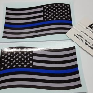 Thin Blue Line Waving Flag Decal Kit