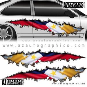 Filipino Flag Tear Side Graphic