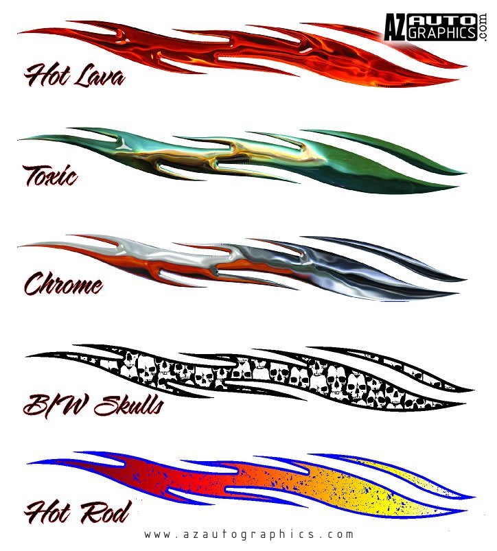 Printed color profiles: Hot Lava, Toxic, Chrome, B/W Skulls and Hot Rod