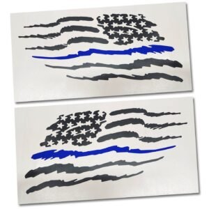 Thin Blue Line Brush Stroke USA Flag Decal Set - photo 1