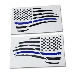 Thin Blue Line Distressed USA Flag Decal Set - photo 1