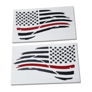 Thin Red Line Waving Distressed USA Flag Decal Set - photo 1