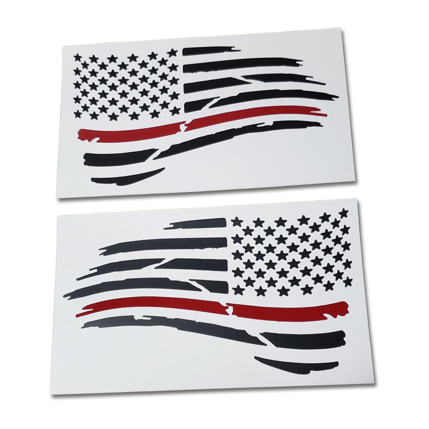 Thin Red Line Waving Distressed USA Flag Decal Set - photo 1