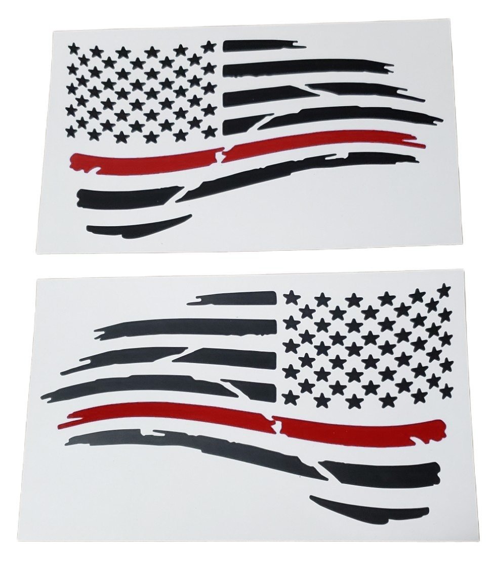 Thin Red Line Waving Distressed USA Flag Decal Set - photo 5
