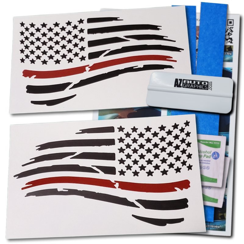 Thin Red Line Waving Distressed USA Flag Decal Set - photo 6